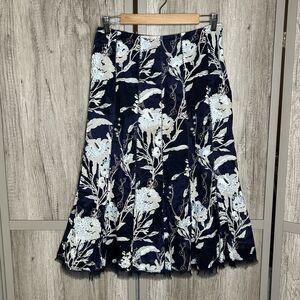 Per Se Skirt Size 4 A Line Floral Embroidered Cotton Blue Color Whimsy Lined